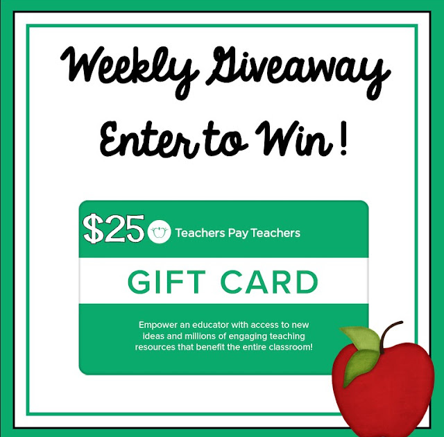 Teacher Giveaway! Weekly $25 Teachers pay Teachers Gift Card Giveaway January 9, 2023